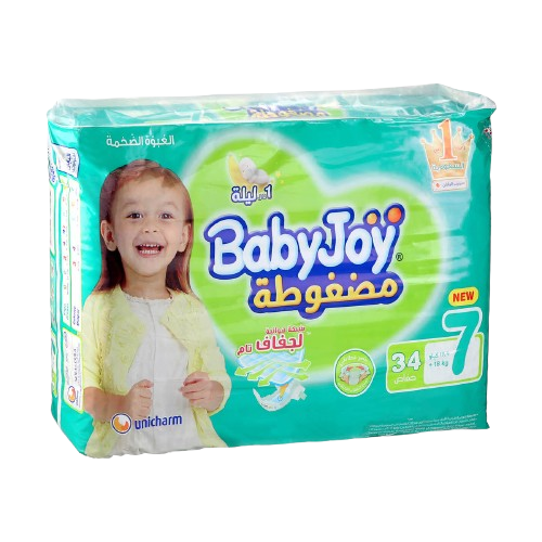 بيبي جوي كلوت مضغوط مقاس 7، +18 كجم، 34 حفاضة